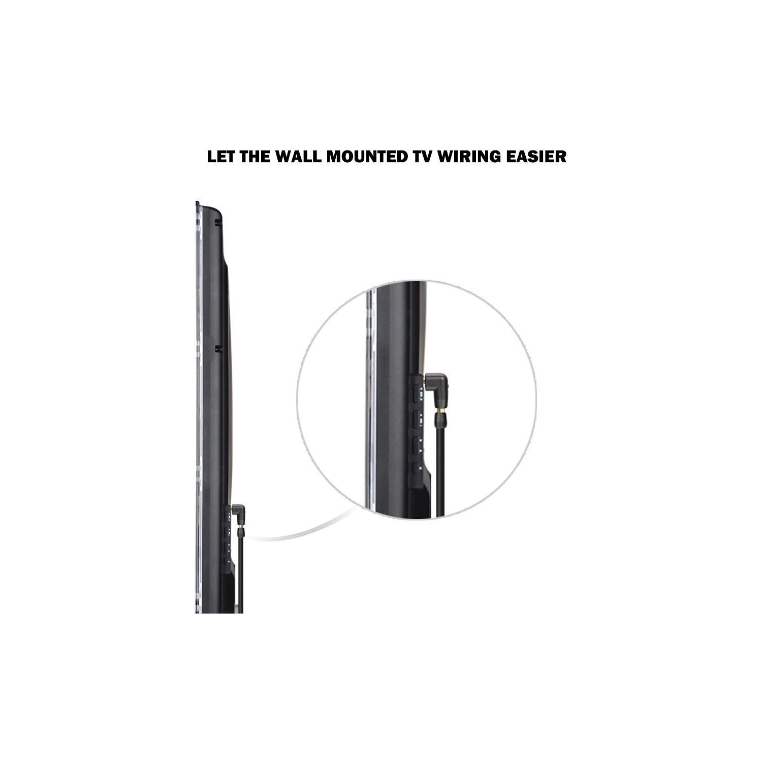 SatelliteSale Digital HDMI Male to Female Right Angle 4K HDR PVC Black Adapter 90 degree