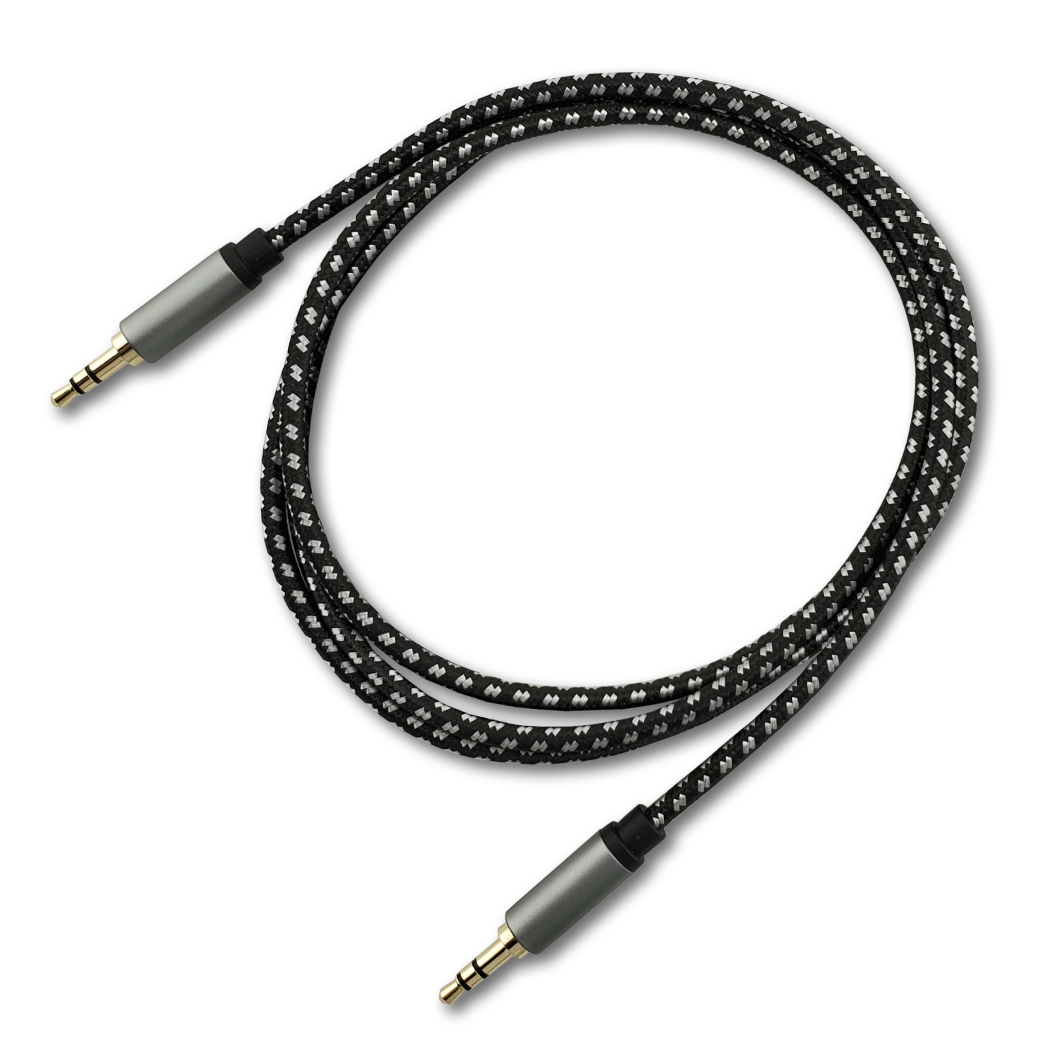 SatelliteSale Auxiliary 3.5mm Audio Jack Male to Male Digital Stereo Aux Cable Universal Wire Black/White Nylon Cord 3 feet