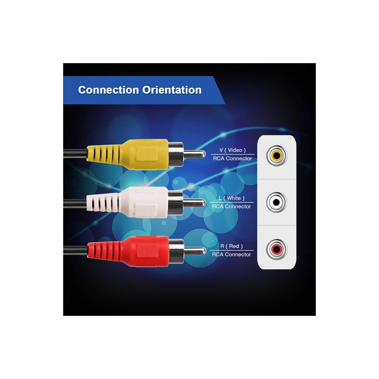 SatelliteSale 3 Male to 3 Male RCA Audio Video AV Composite Cable Universal Wire PVC Black Cord