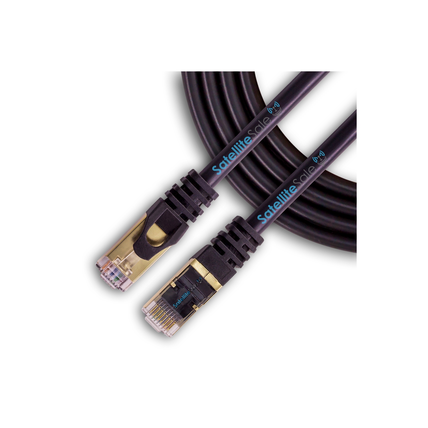 SatelliteSale RJ45 Cat-7 Network Ethernet SSTP Internet Cable 600 MHz 10 Gbps Universal Wire Black Cord