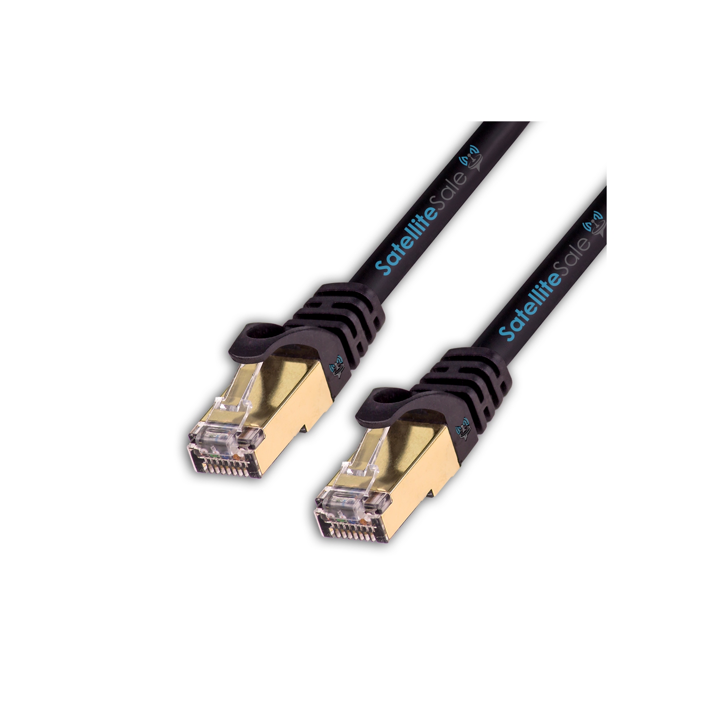 SatelliteSale RJ45 Cat-7 Network Ethernet SSTP Internet Cable 600 MHz 10 Gbps Universal Wire Black Cord