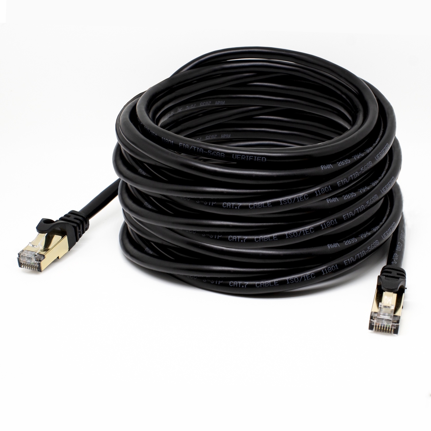 SatelliteSale RJ45 Cat-7 Network Ethernet SSTP Internet Cable 600 MHz 10 Gbps Universal Wire Black Cord