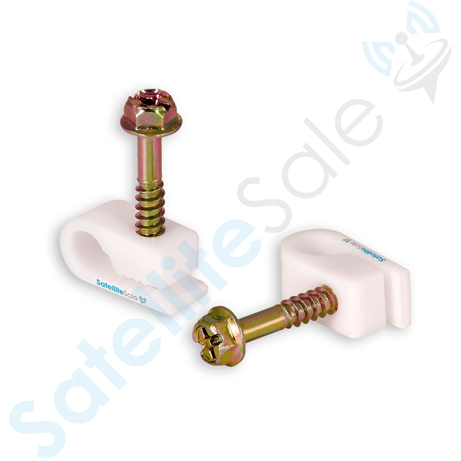 SatelliteSale Single Screw White Clips for Ethernet Internet Telephone Cable TV Wire Cable Management 100 Pcs