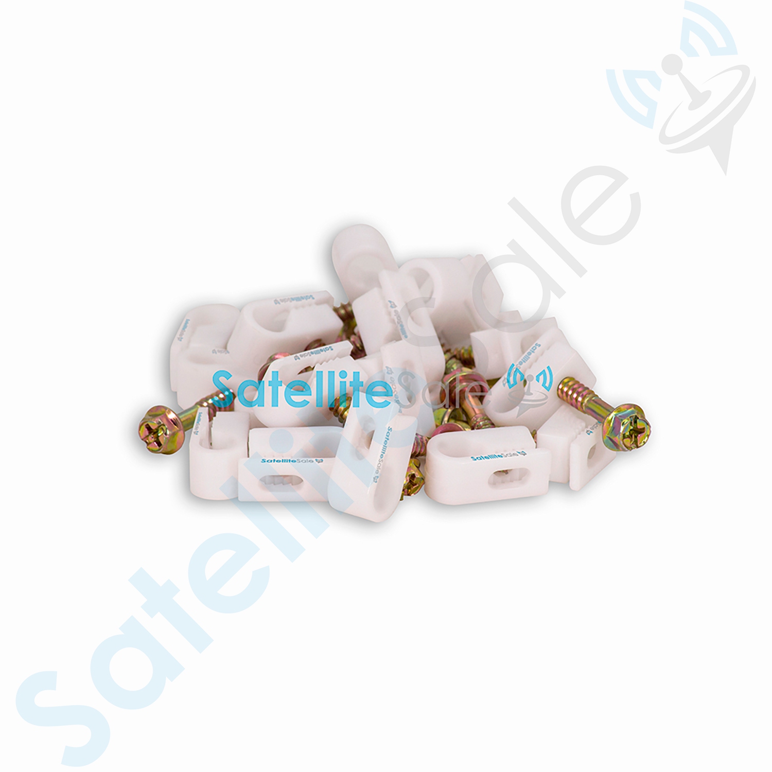 SatelliteSale Single Screw White Clips for Ethernet Internet Telephone Cable TV Wire Cable Management 100 Pcs