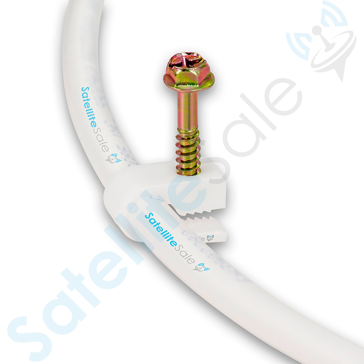 SatelliteSale Single Screw White Clips for Ethernet Internet Telephone Cable TV Wire Cable Management 100 Pcs