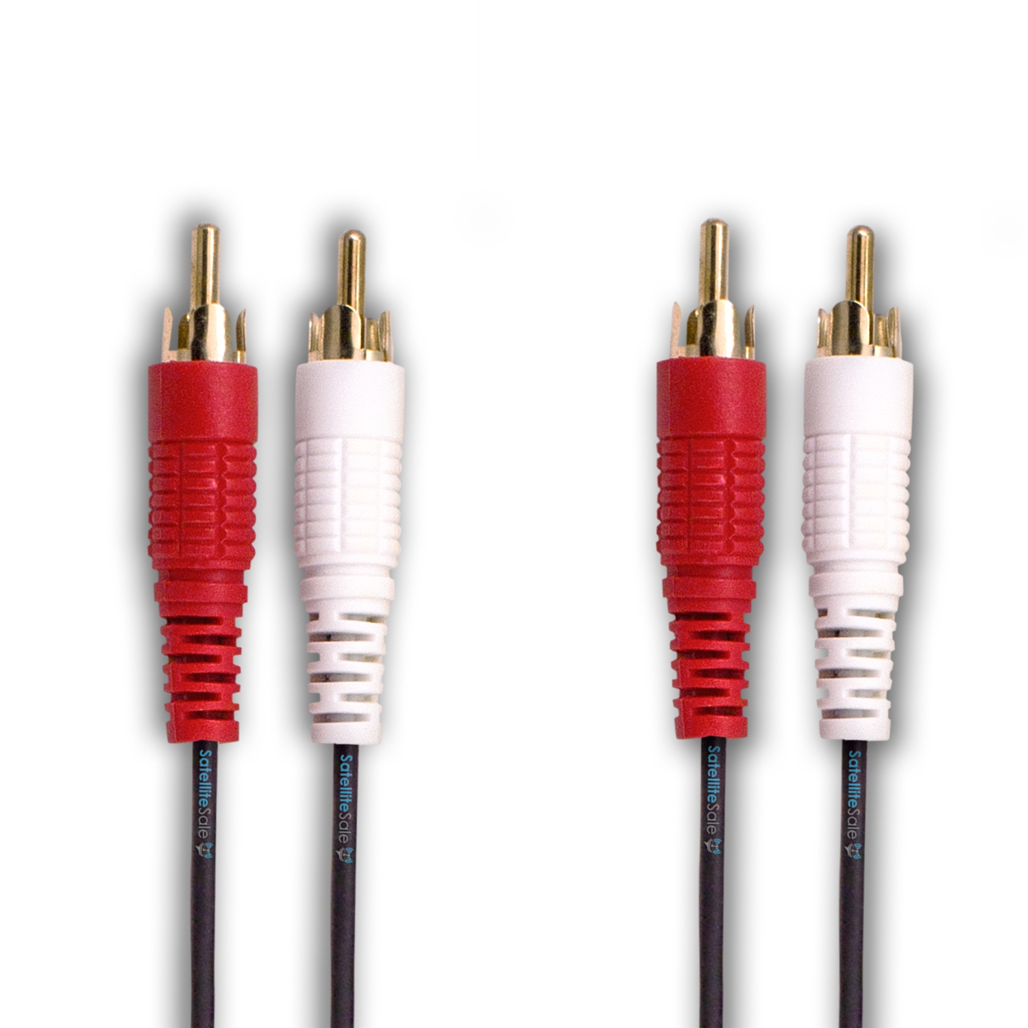 SatelliteSale 2 Male to 2 Male RCA Audio Stereo Composite Cable Universal Wire PVC Black Cord