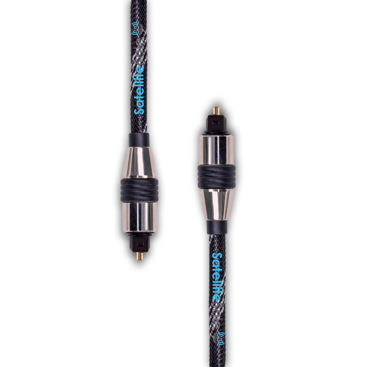 SatelliteSale Digital Toslink SPDIF Audio Optical Fiber Cable Universal Wire Nylon Black/Silver Cord