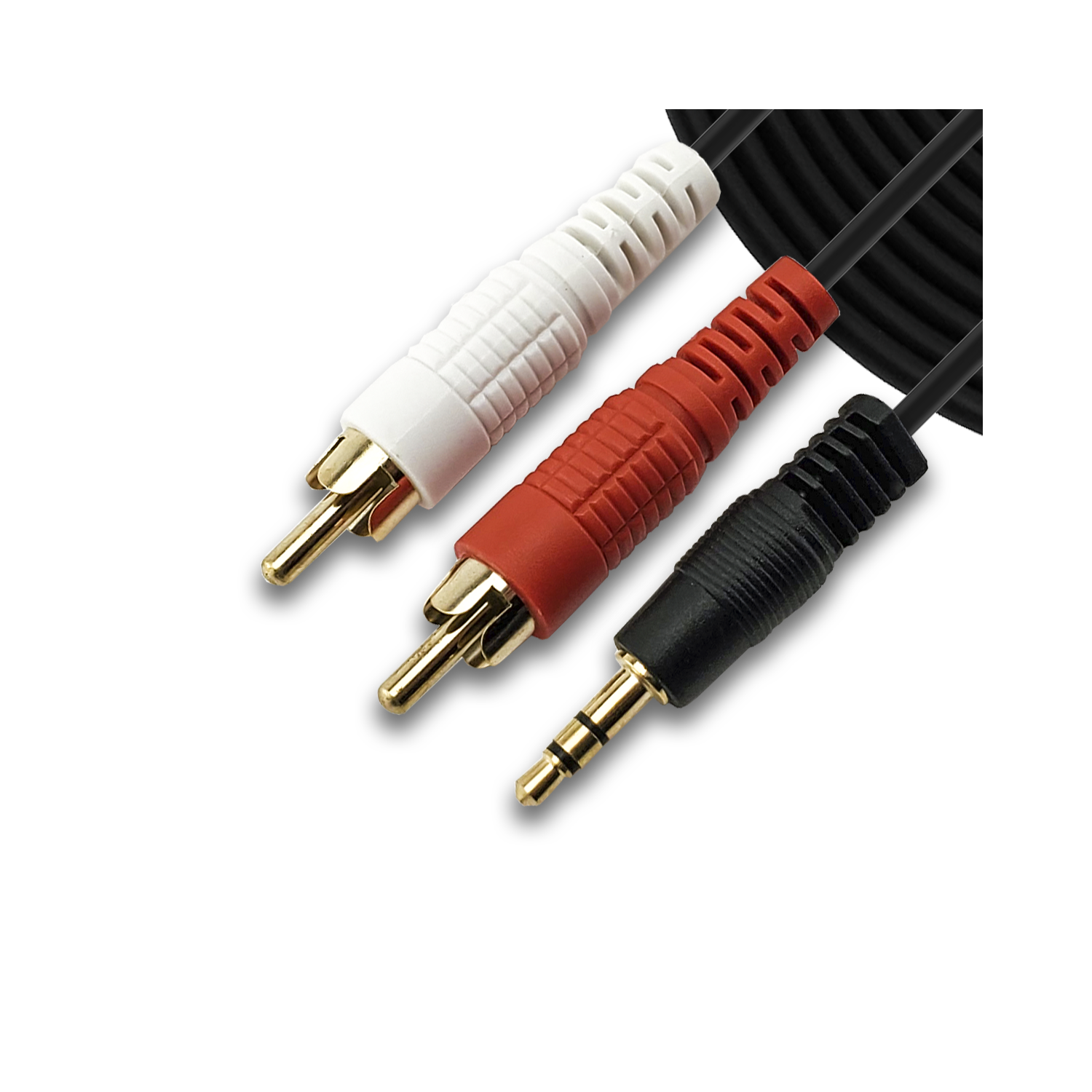 SatelliteSale Auxiliary 3.5mm Audio Jack to 2 RCA Digital Stereo Composite Aux Cable Universal Wire PVC Black Cord