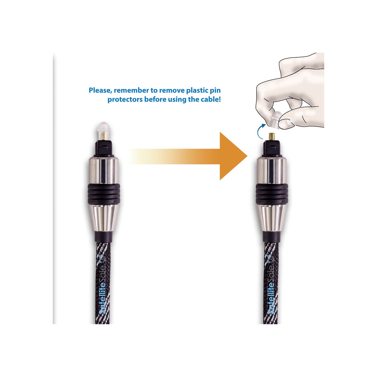 SatelliteSale Digital Toslink SPDIF Audio Optical Fiber Cable Universal Wire Nylon Black/Silver Cord