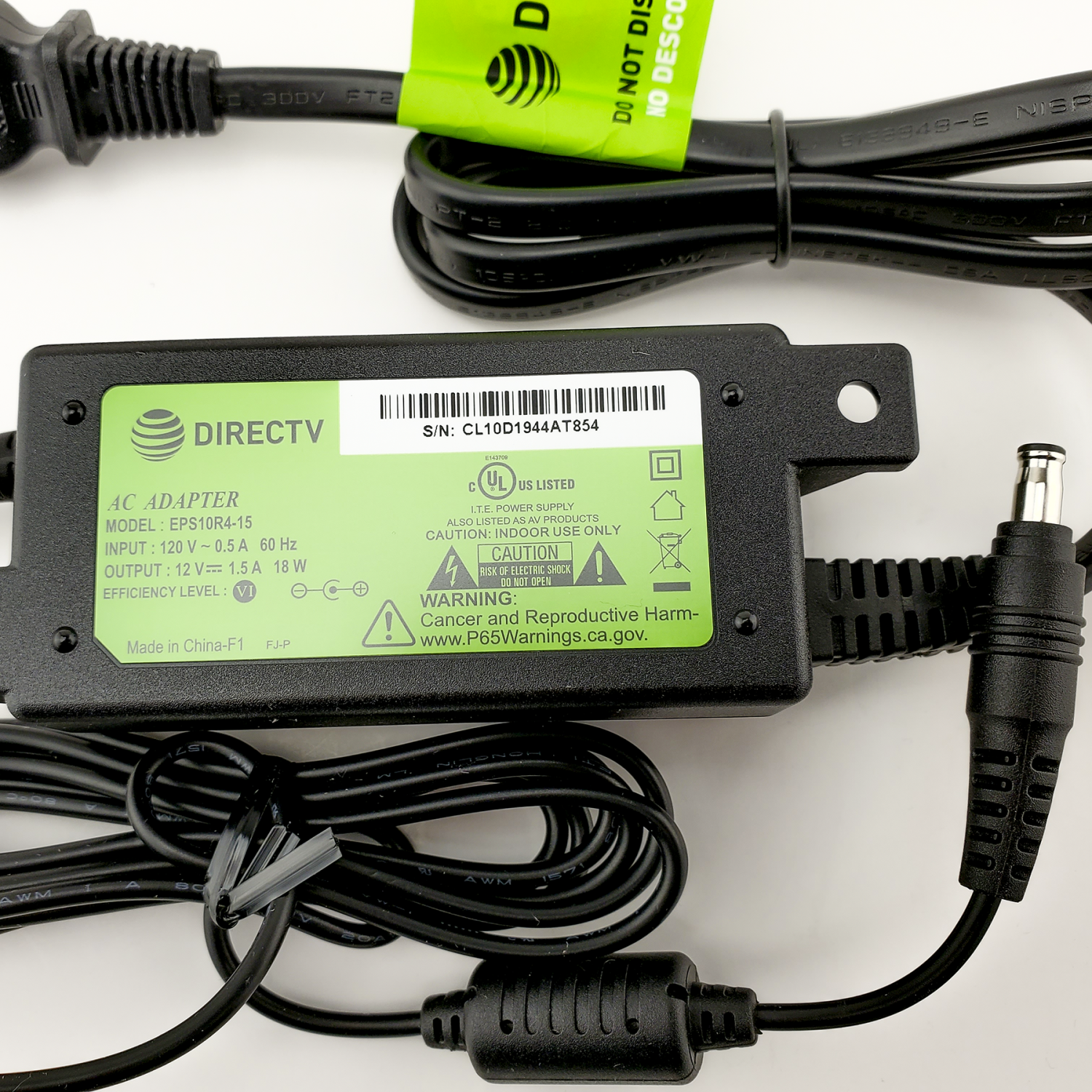 DIRECTV EPS10R1-16 POWER SUPPLY H25 C31 C41, DECA, AC DC Adapter 12V EPS10R1-15