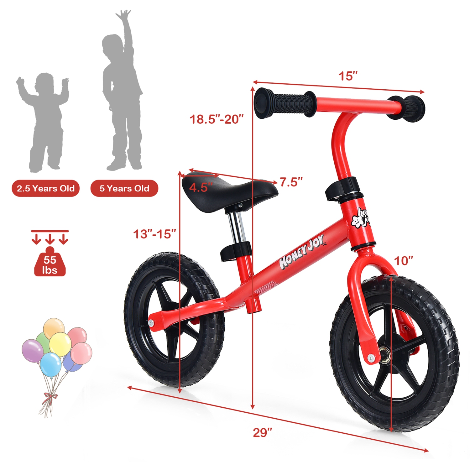 Costwway Kids Balance Bike No Pedal Training Bicycle w/Adjustable Handlebar & Seat