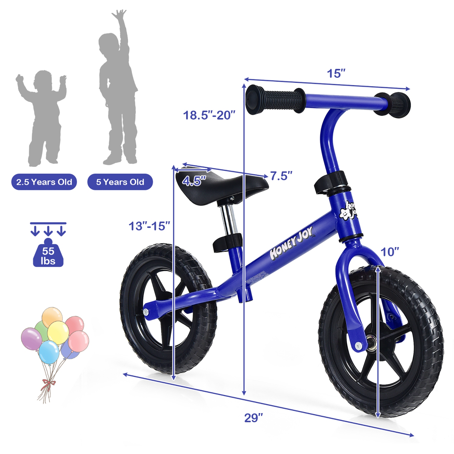 Costwway Kids Balance Bike No Pedal Training Bicycle w/Adjustable Handlebar & Seat