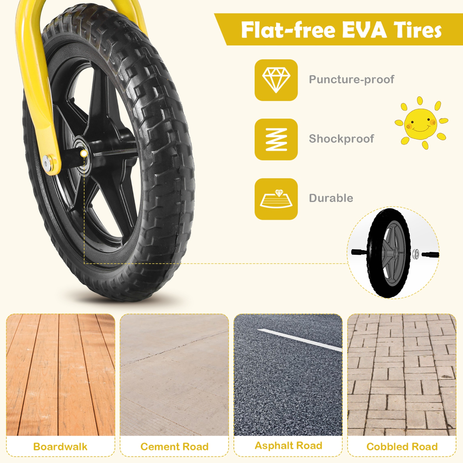 Costwway Kids Balance Bike No Pedal Training Bicycle w/Adjustable Handlebar & Seat