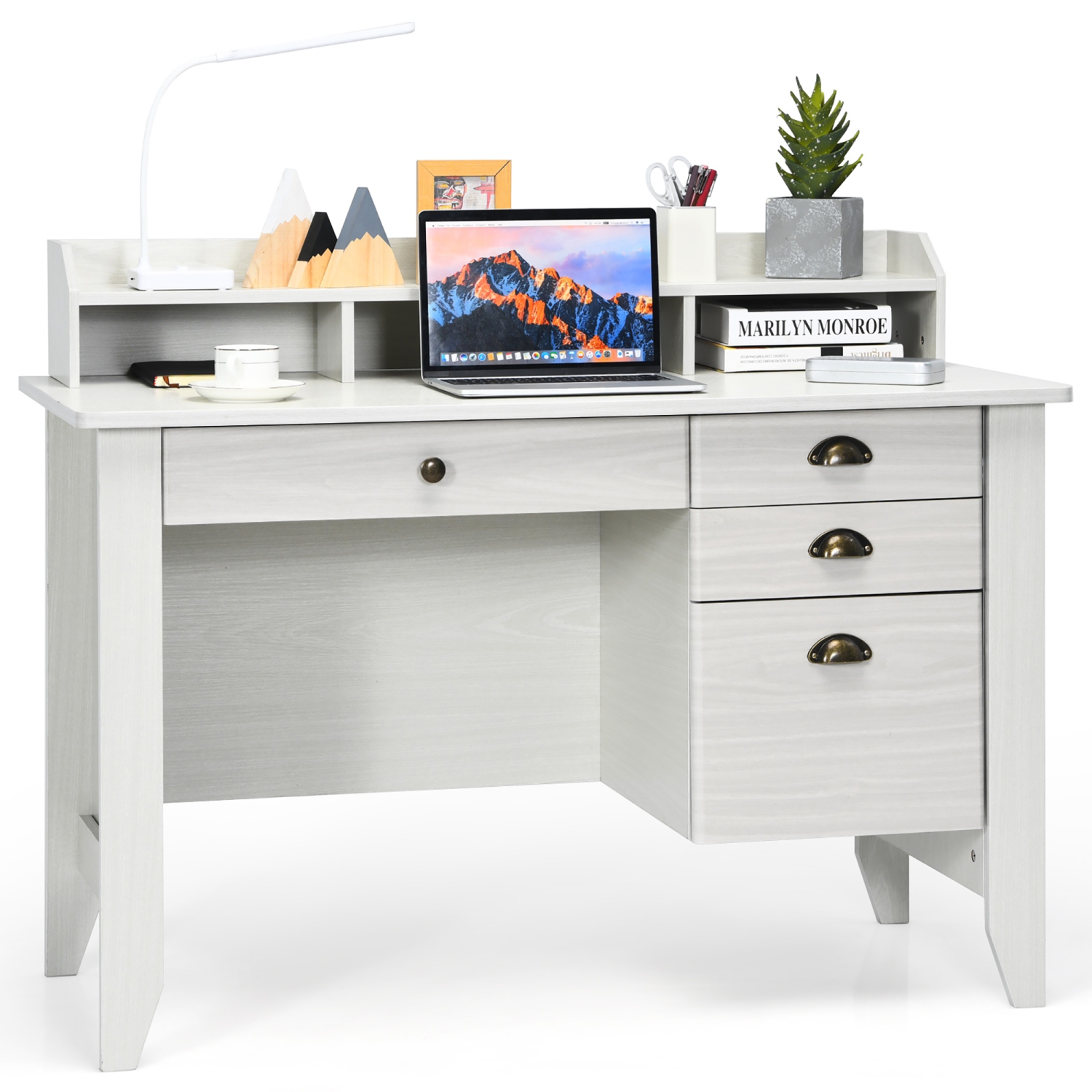 Costway Computer Desk PC Laptop Writing Table Workstation Student Study Furniture White