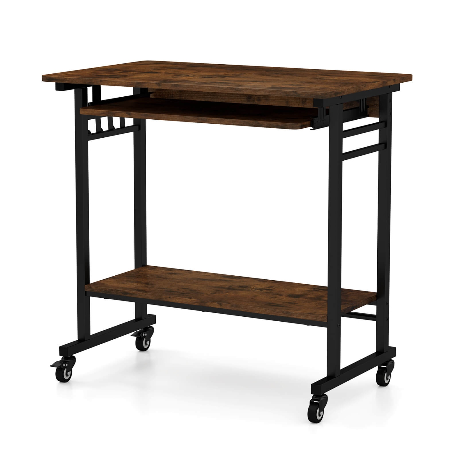 Costway Costway Computer Desk Rolling Laptop Cart Writing Workstation with Keyboard Tray