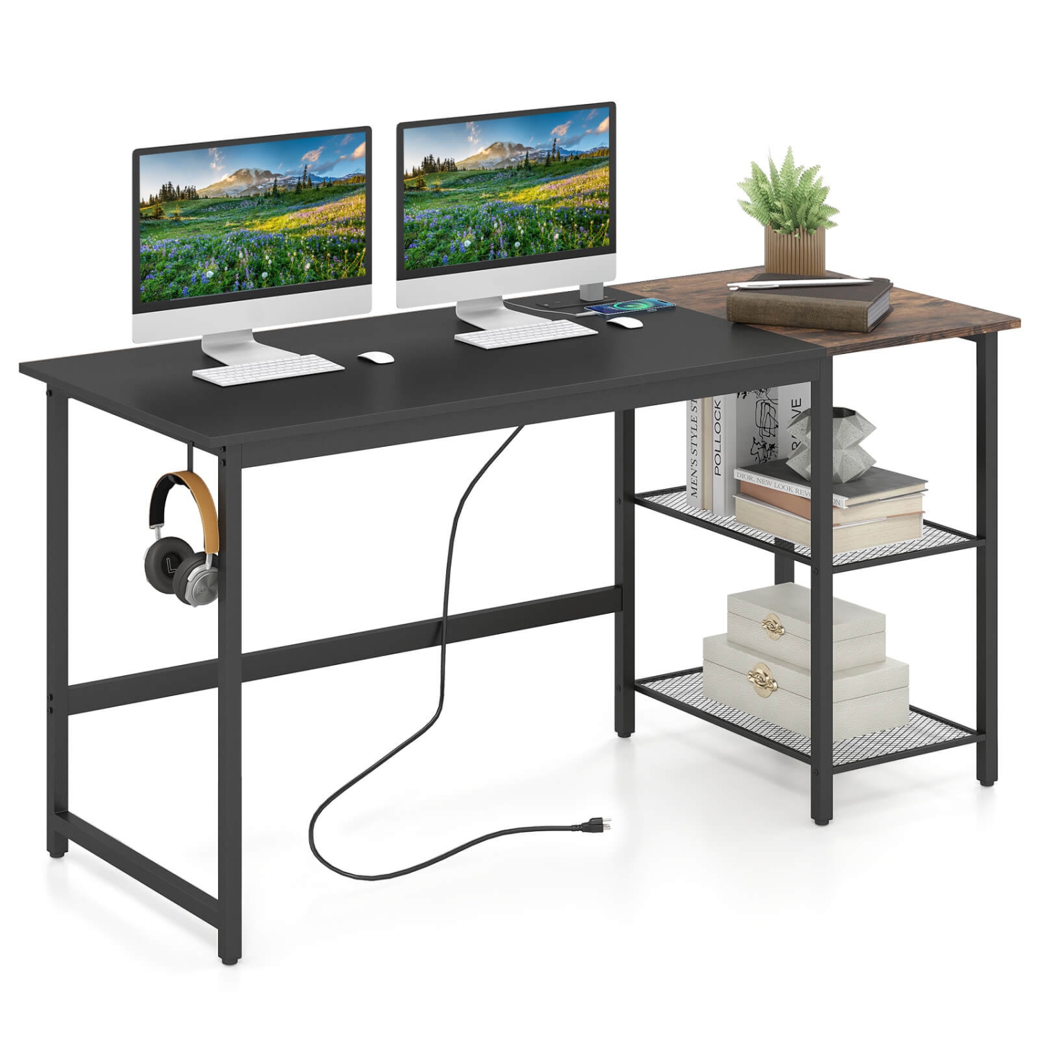 Costway 59" Home Office Computer Desk Study Laptop Table Detachable Shelf