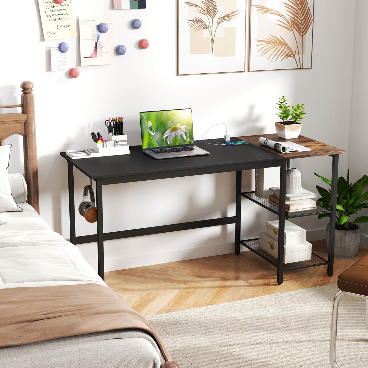 Costway 59" Home Office Computer Desk Study Laptop Table Detachable Shelf