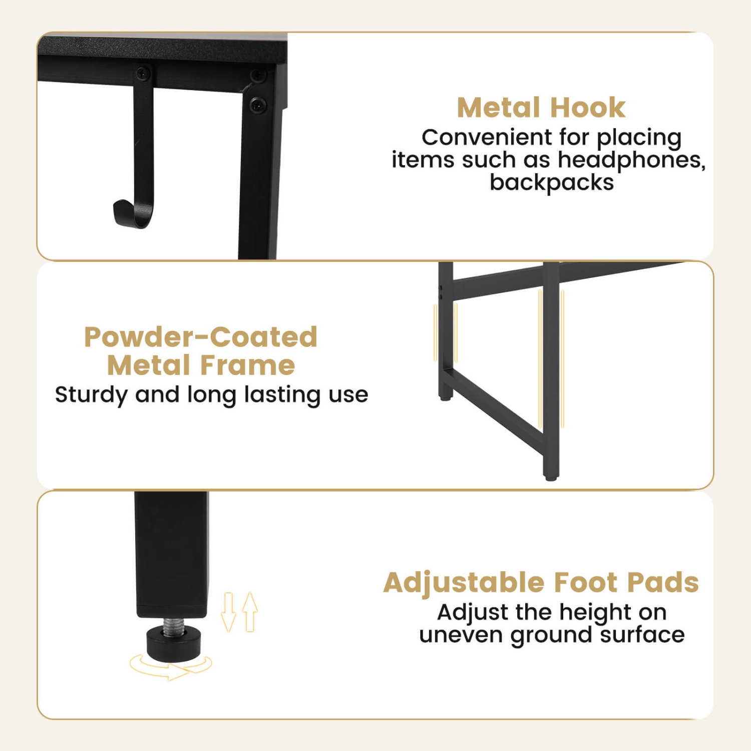 Costway 59" Home Office Computer Desk Study Laptop Table Detachable Shelf