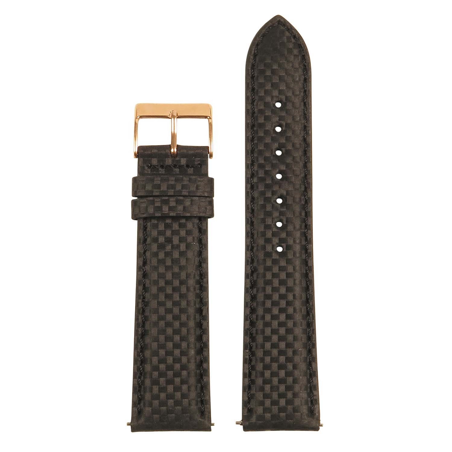 StrapsCo Carbon Fiber Embossed Padded Leather Watch Band for Fitbit Charge 5 - Black