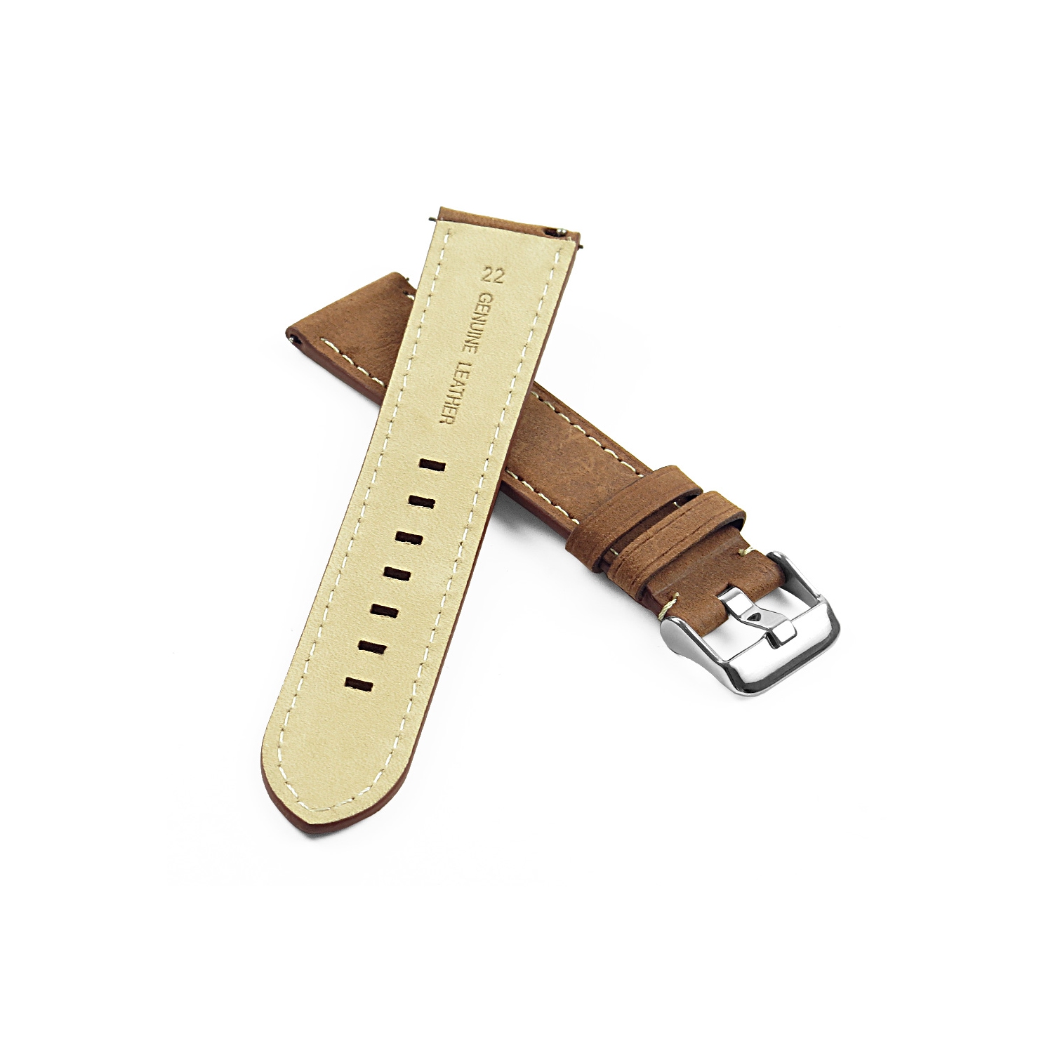 DASSARI 20mm Premium Vintage Distressed Italian Leather Smart Watch Strap Band - Tan