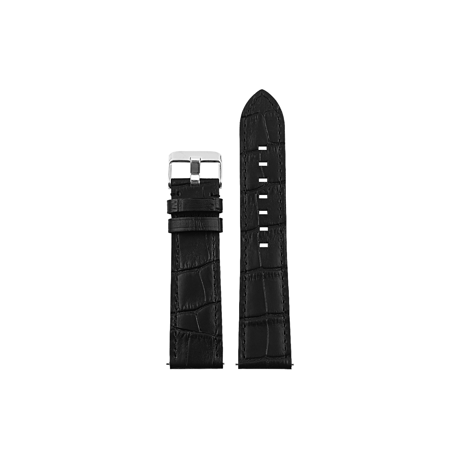 DASSARI 20mm Premium Croc Embossed Italian Leather Backed Smart Watch Strap Band - Black