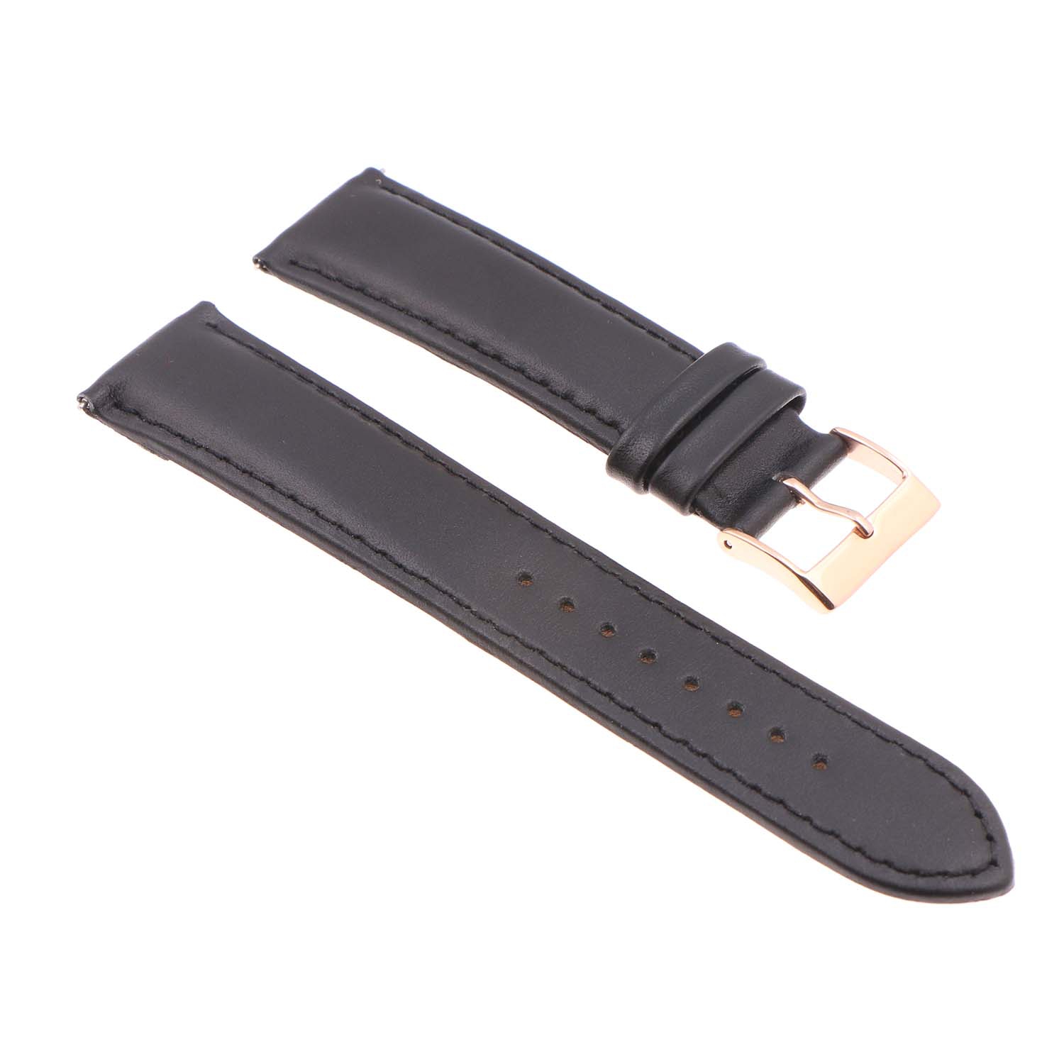 StrapsCo Classic Lightly Padded Leather Watch Band Strap for Fitbit Charge 5 - Standard - Black