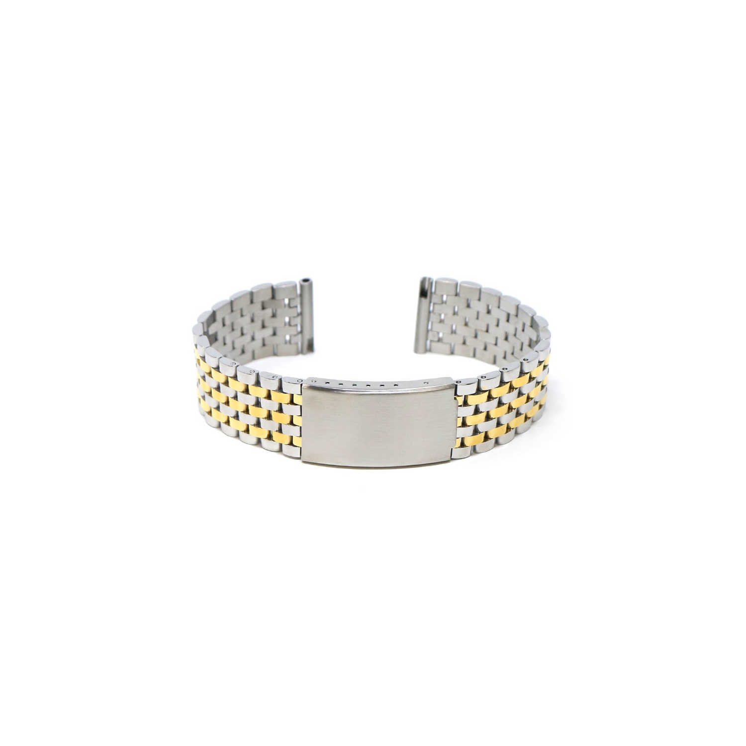 StrapsCo Vintage Stainless Steel Beads of Rice Bracelet for Fitbit Charge 5 - Silver & Yellow Gold