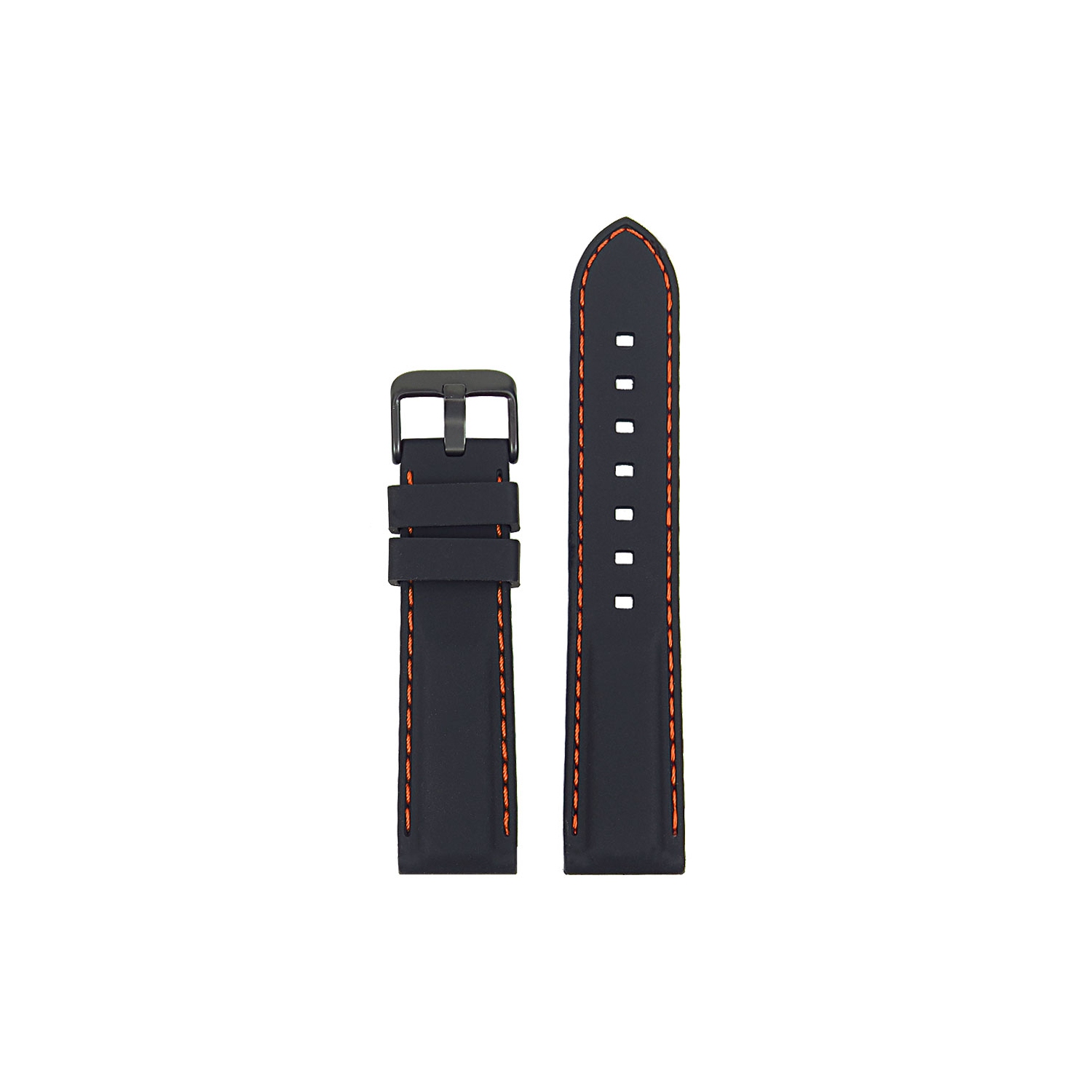 StrapsCo Comfortable Rubber Divers Watch Strap w/ Stitching for Fitbit Charge 5 - Black & Orange