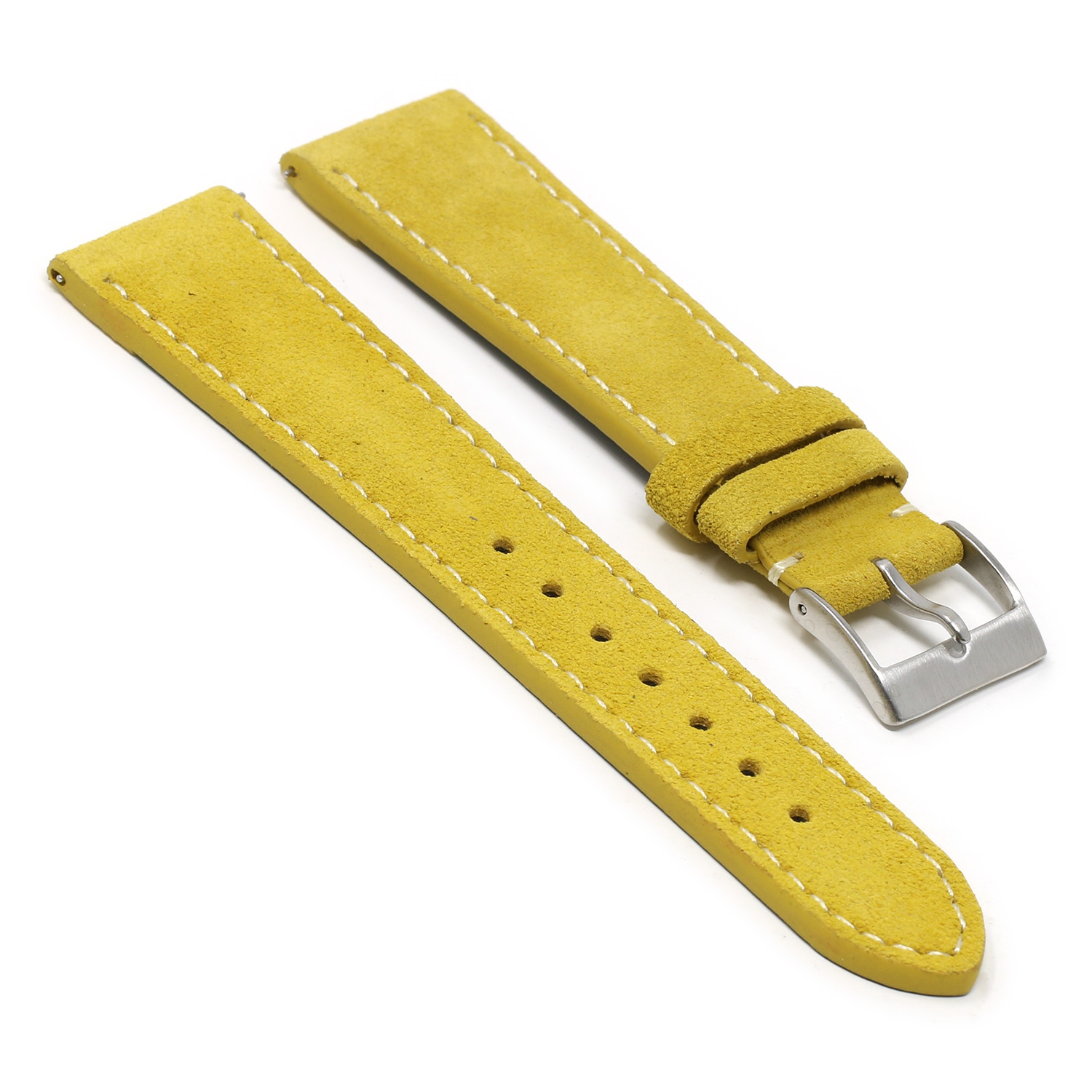 StrapsCo Stylish Suede Watch Band Strap w/ Contour Stitching for Fitbit Charge 5 - Short - Yellow
