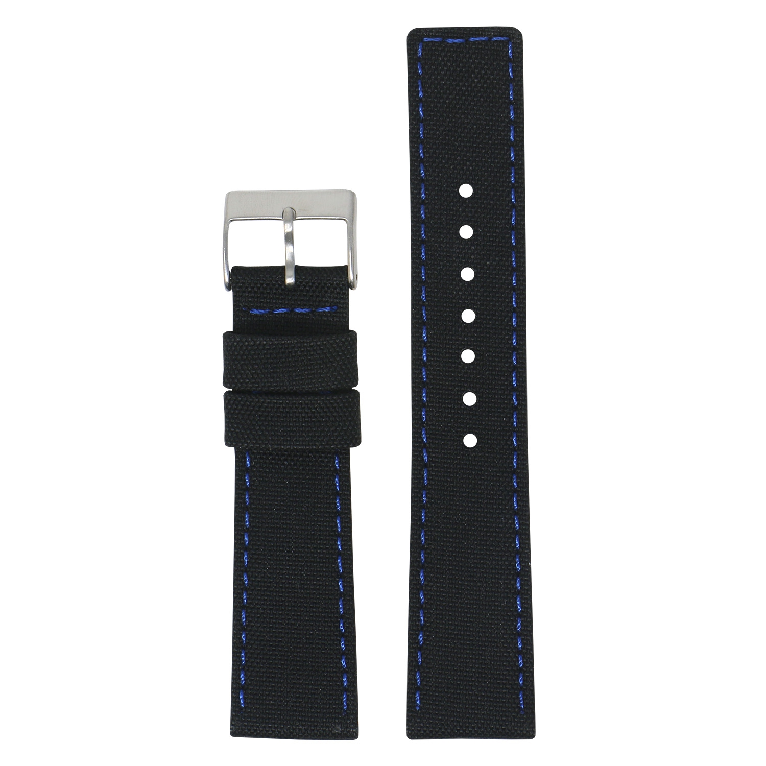 DASSARI Leather Backed Sporty Nylon Watch Band Strap for Fitbit Charge 5 - Black & Blue