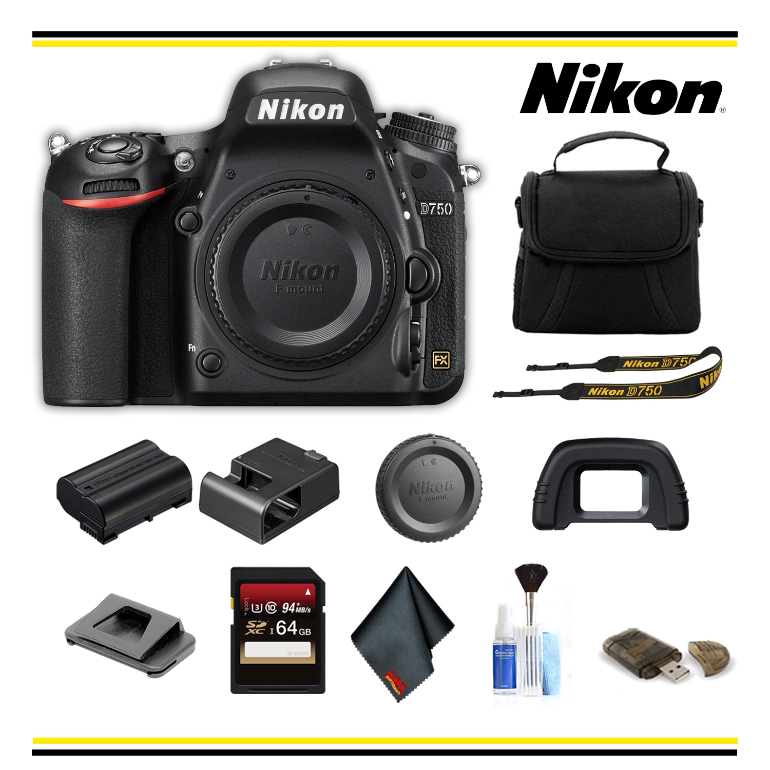 Nikon D750 DSLR Camera (1543 ) Starter Bundle- (International Model )