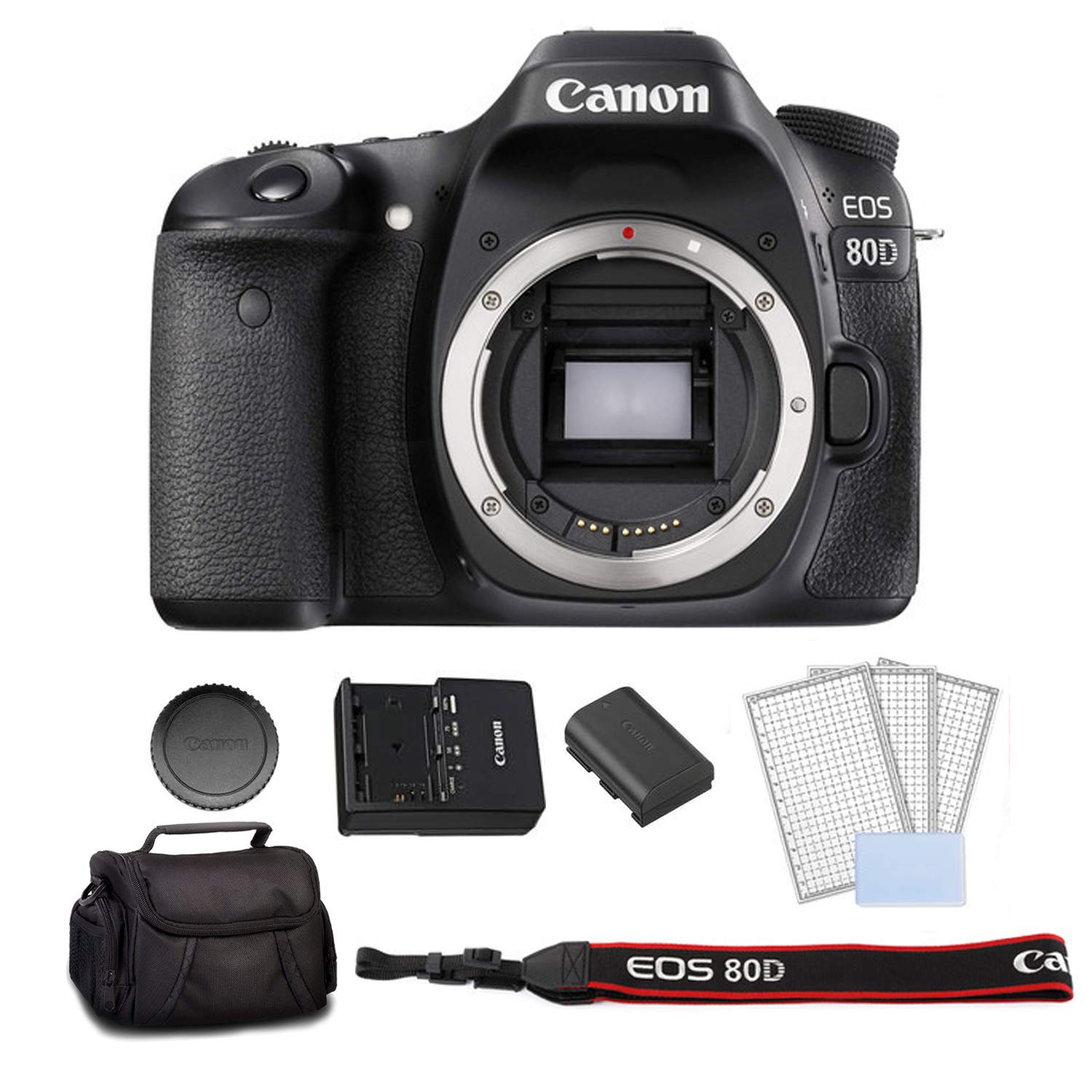 Canon EOS 80D DSLR Camera (Body Only) Bundle Kit with Carrying Bag + LCD Screen Protectors - International Model