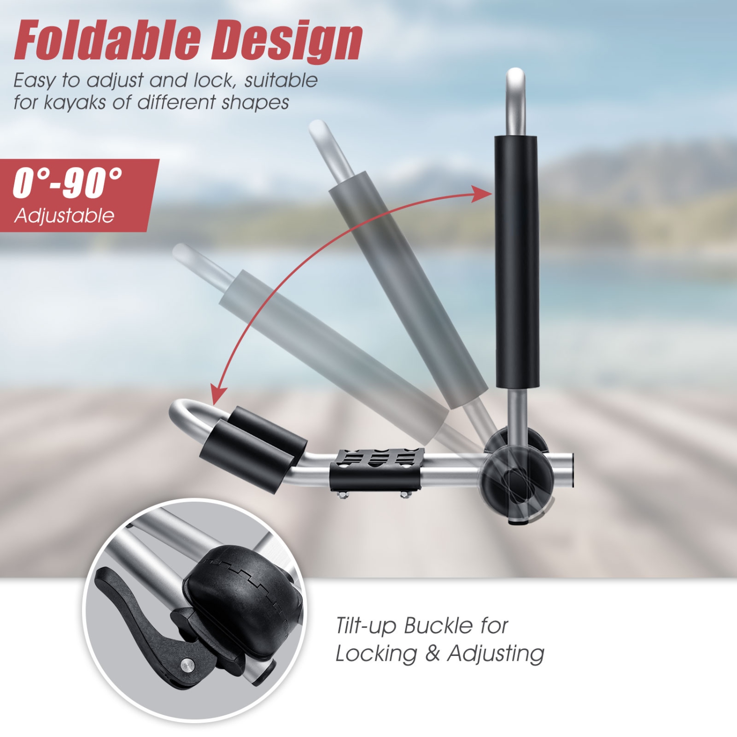 Support de toit pour kayak en J à angle réglable de PatioJoy pour VUS et VR pour kayak en canot