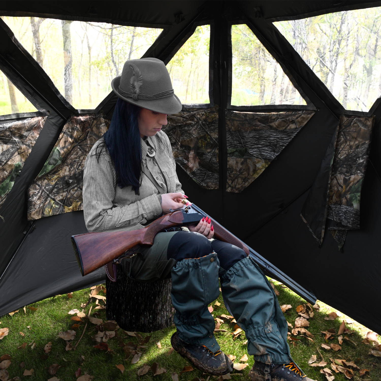 La tente de chasse Pop-up camouflage pour la chasse au sol de PatioJoy convient à 3 personnes