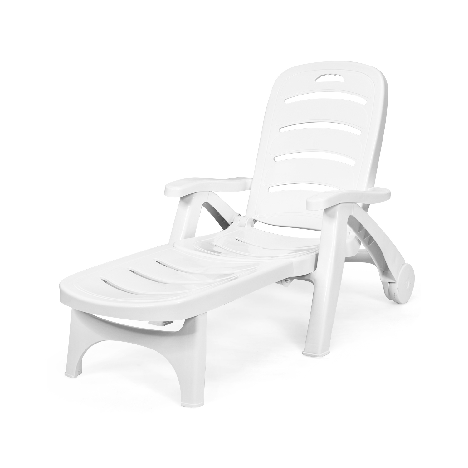 Chaise longue d’extérieur pliable 5 positions PatioJoy pour fauteuil d’extérieur de plage - Blanc/Gris/Turquoise/Brun