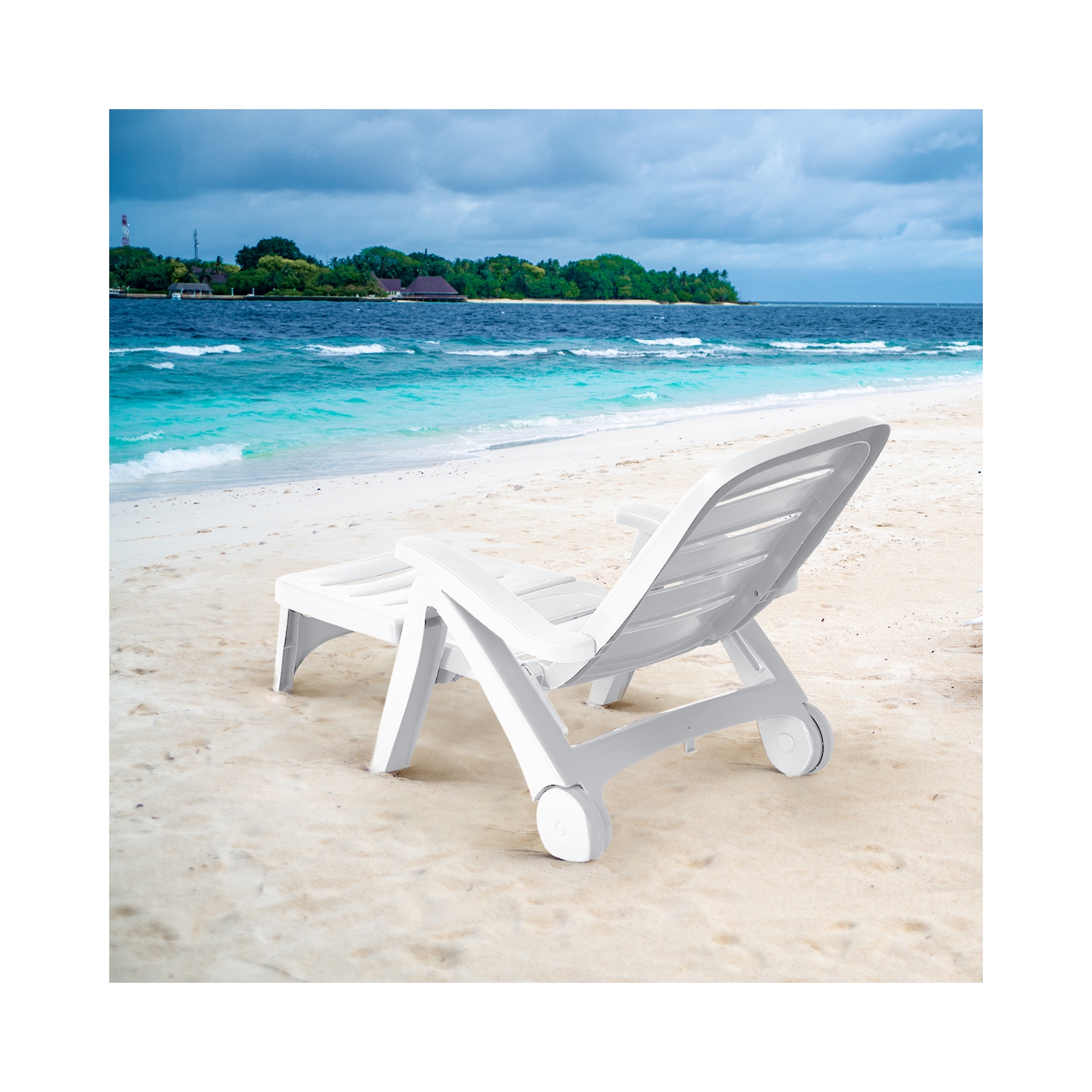 Chaise longue d’extérieur pliable 5 positions PatioJoy pour fauteuil d’extérieur de plage - Blanc/Gris/Turquoise/Brun