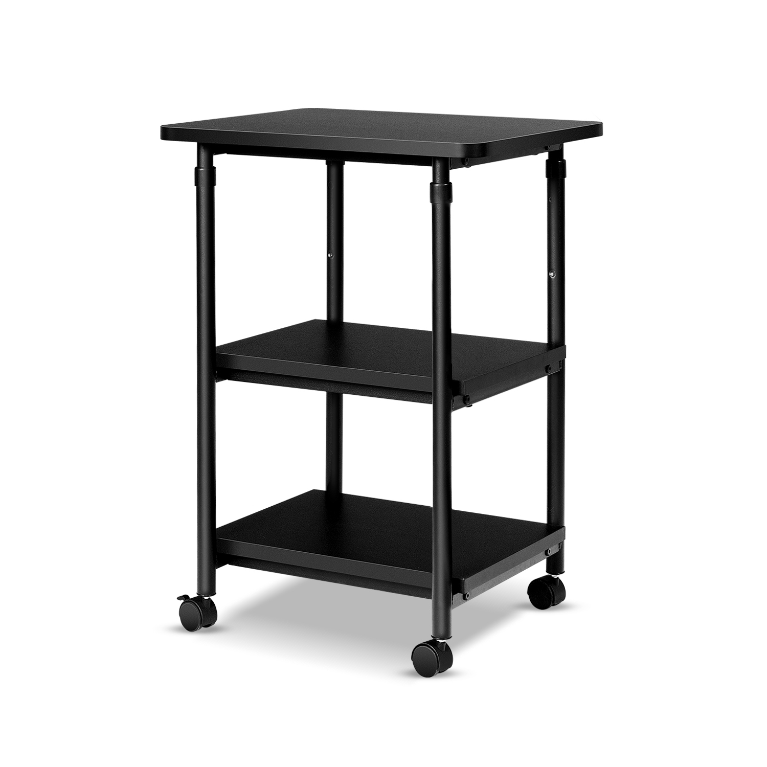 TopBuy – Chariot pour imprimante à 3 niveaux ajustable à roulettes avec 3 tablettes de rangement pour imprimante pour le bureau à la maison