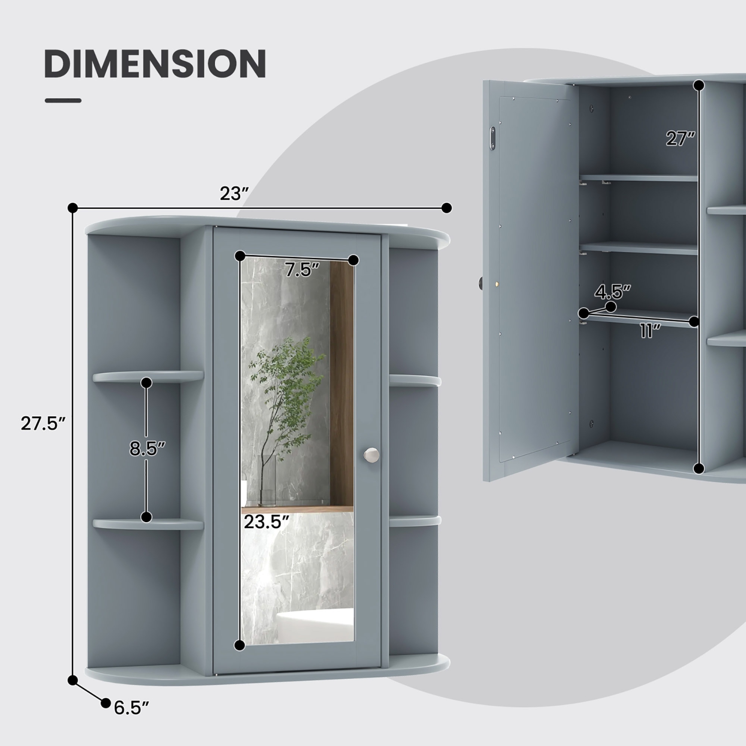 Gymax Bathroom Wall Medicine Cabinet Wall Mounted Storage Organizer