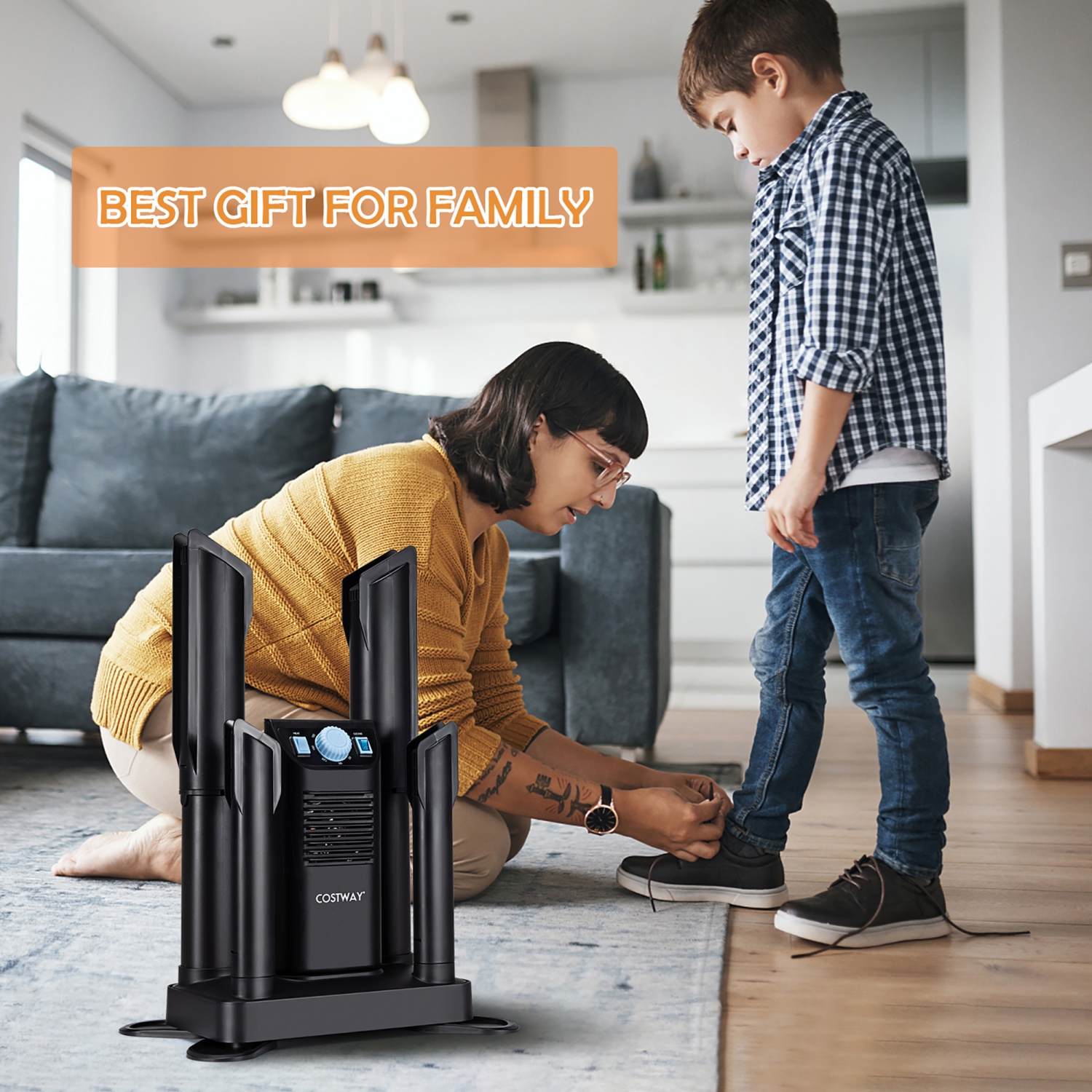 Costway Electric Shoe Boot Dryer 4 Shoes W/ Ozone Disinfection 180 Mins Timer