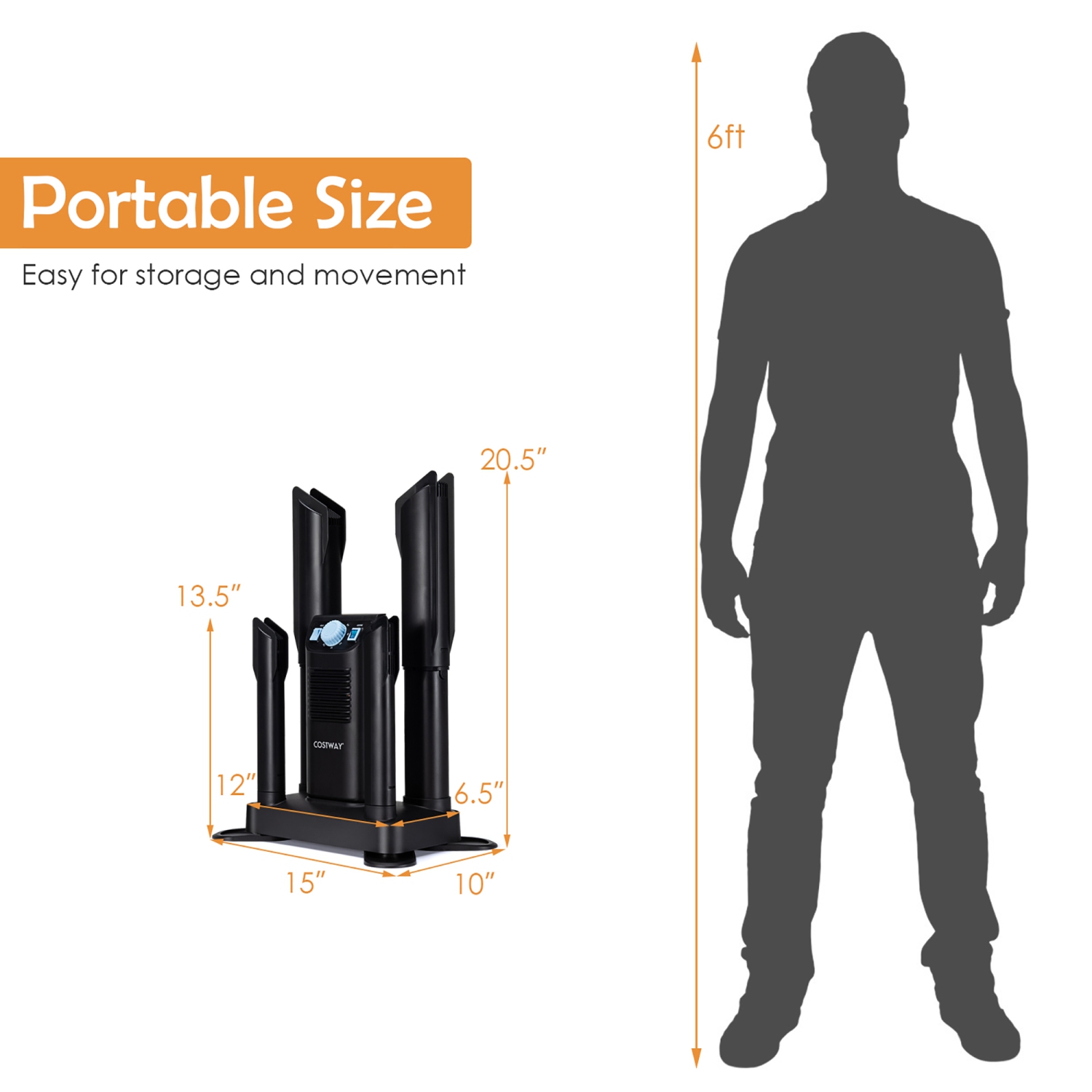 Costway Electric Shoe Boot Dryer 4 Shoes W/ Ozone Disinfection 180 Mins Timer