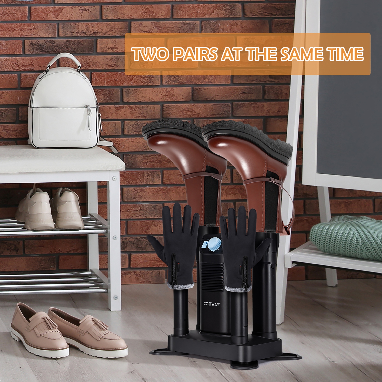 Costway Electric Shoe Boot Dryer 4 Shoes W/ Ozone Disinfection 180 Mins Timer