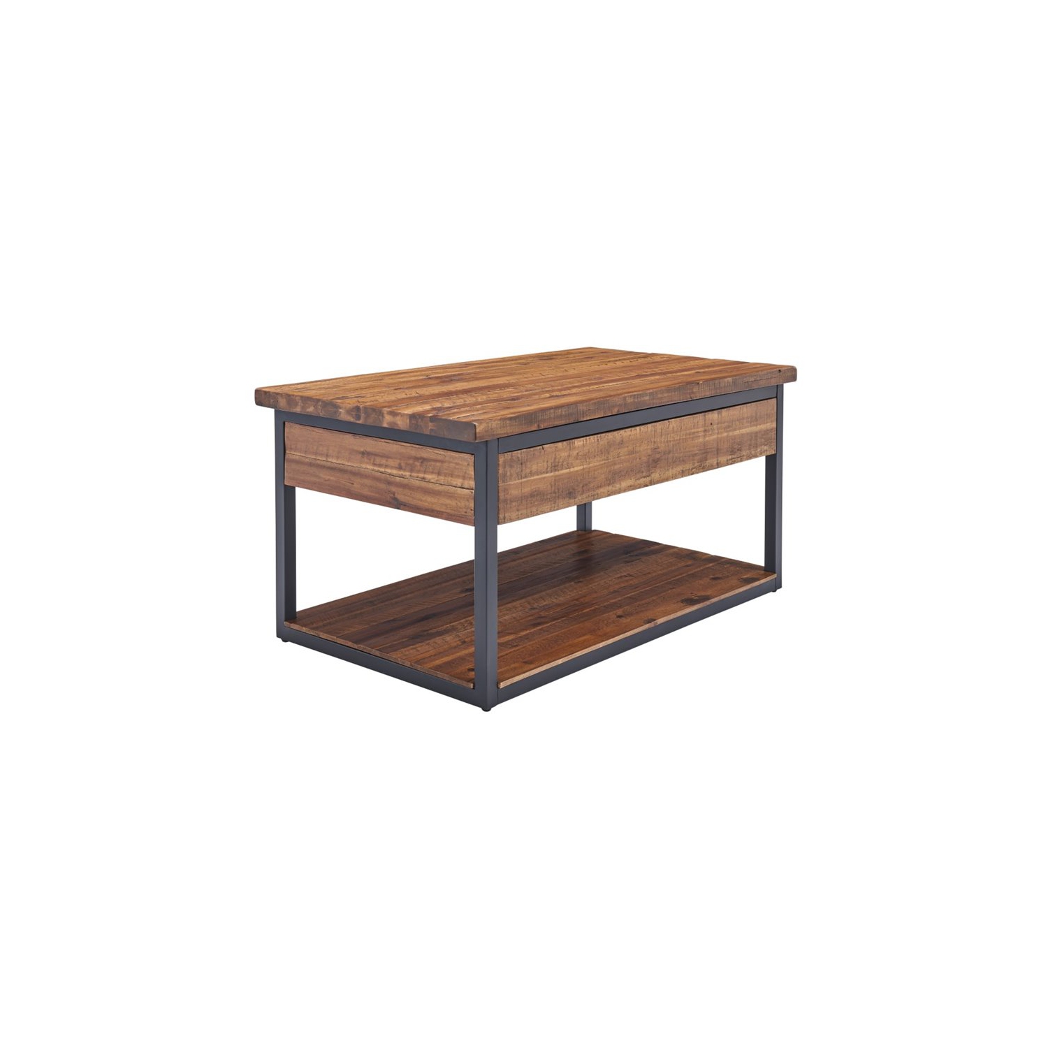 Alaterre Furniture Claremont 42"L Rustic Wood Coffee Table with Low Shelf