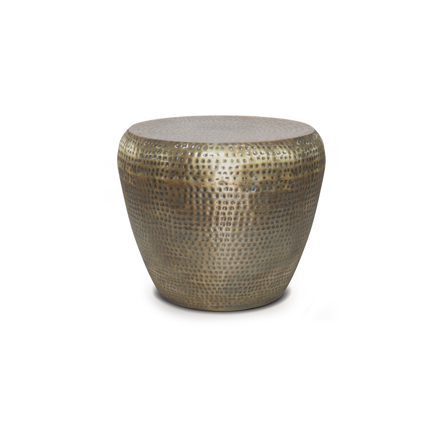 Simpli Home Preston Modern Industrial 22" Metal Metal Side Table in Antique Gold