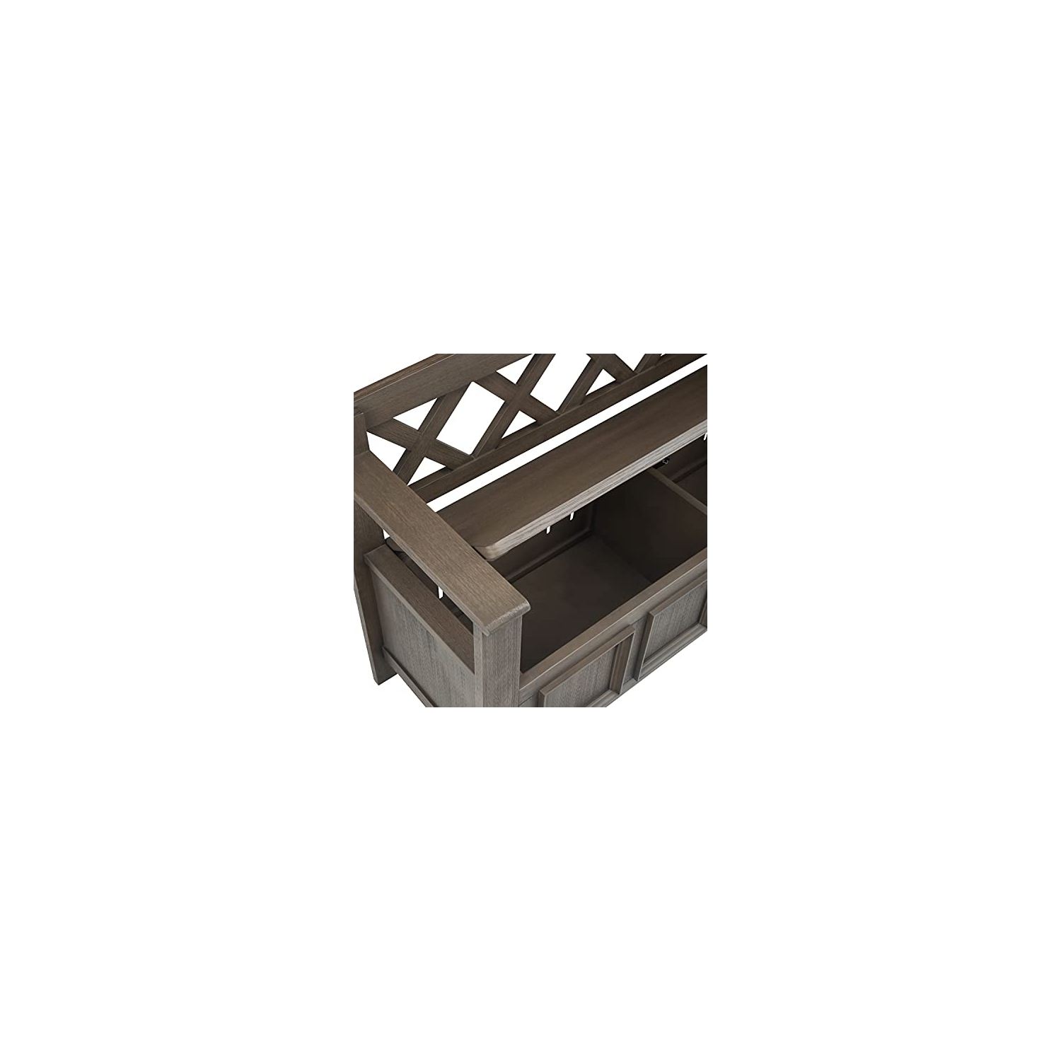 SIMPLIHOME Amherst SOLID WOOD 48 inch Wide Entryway Storage Bench with Safety Hinge, Multifunctional Transitional inFarmhouse Grey