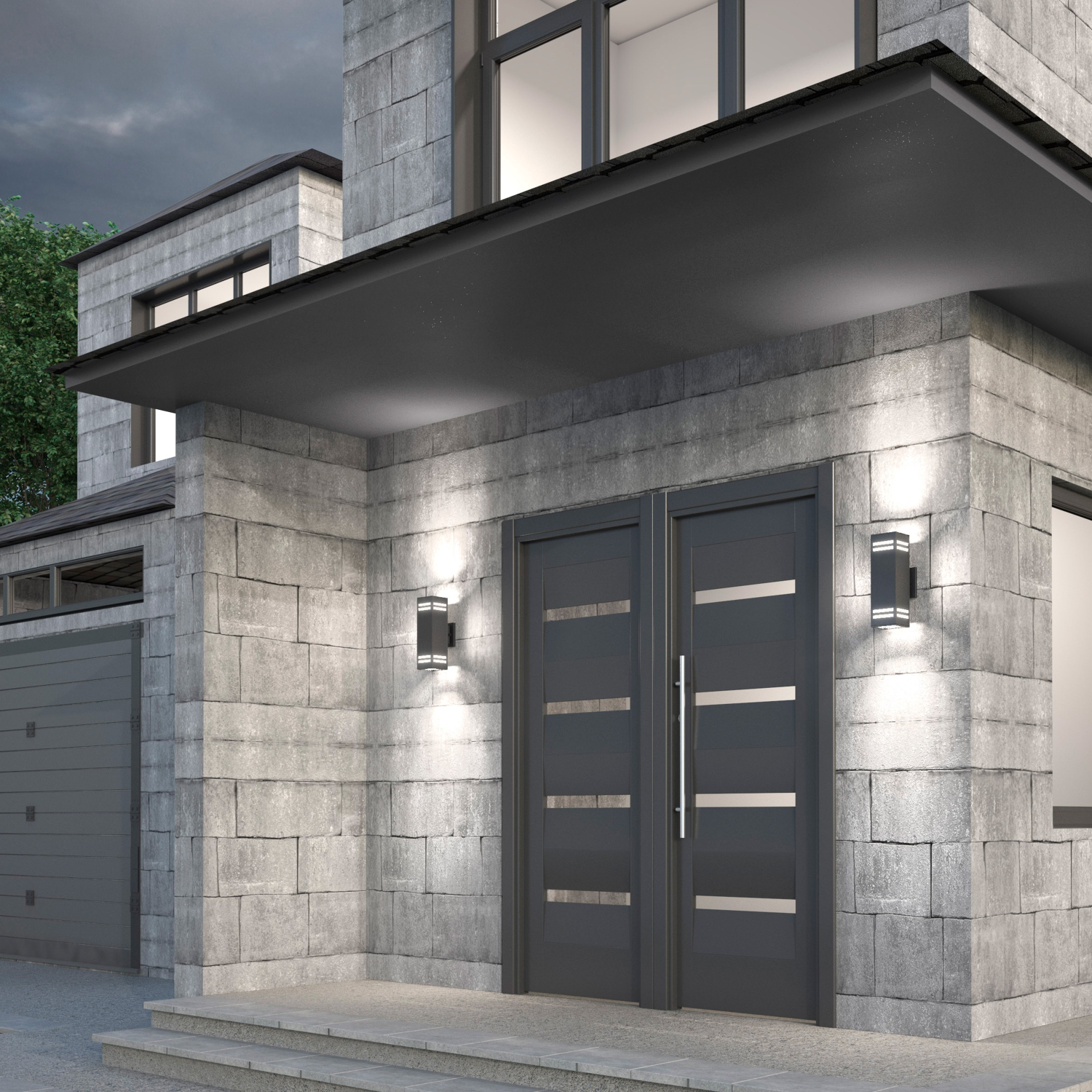 Artika Strike Square Outdoor Wall Light, Black