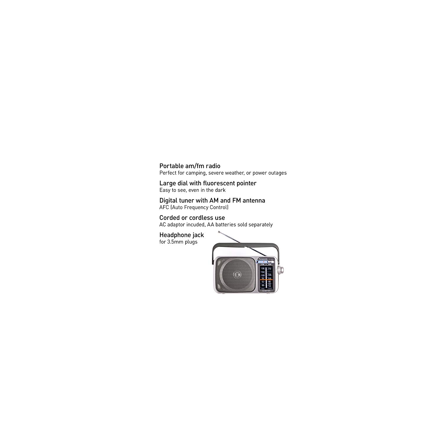 Panasonic RF-2400 AM/FM AC/DC Portable Radio
