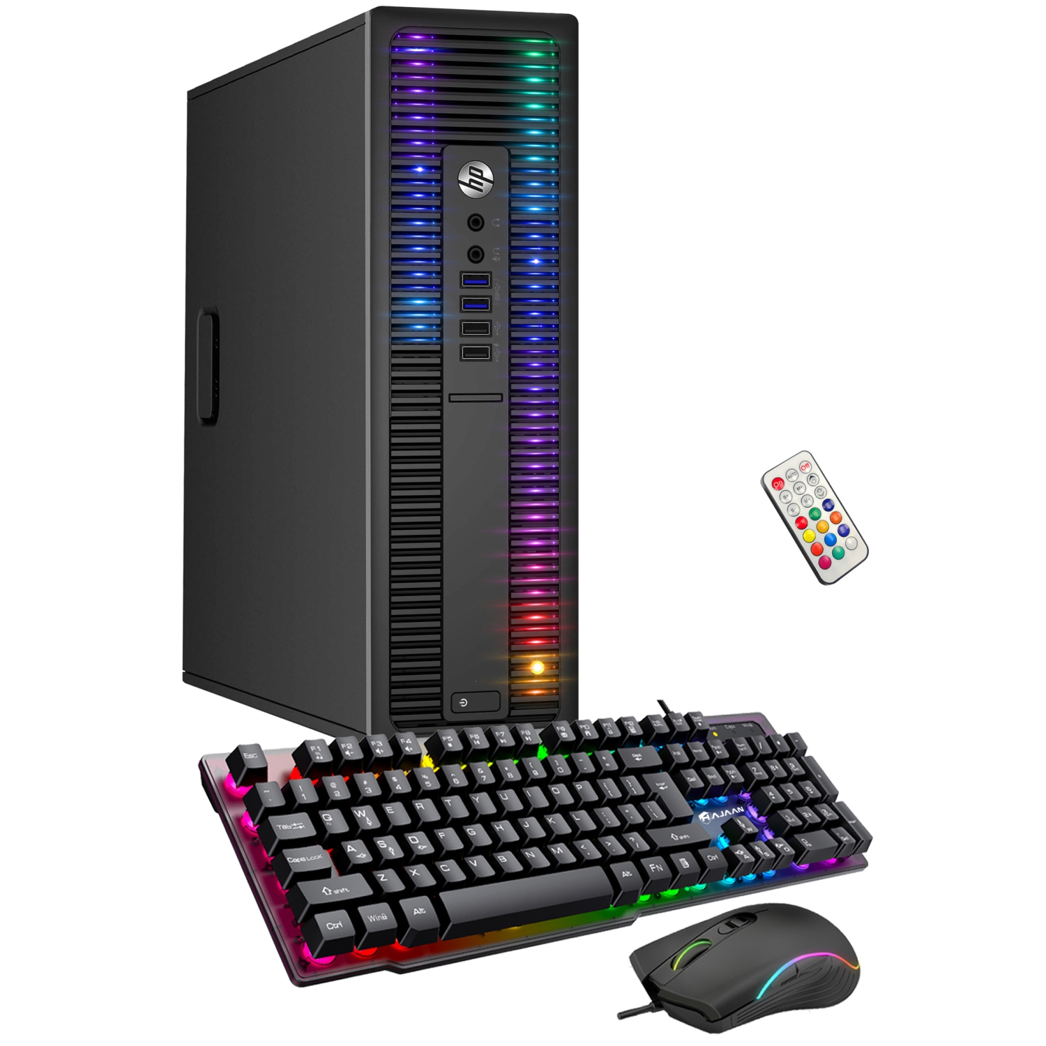 Refurbished (Good) - Custom Built RGB Lights Gaming PC - HP ProDesk Desktop PC Intel Core i7 4770, NVIDIA GeForce GT 1030 2GB 16GB RAM 512GB SSD Win 10 Pro WIFI HDMI