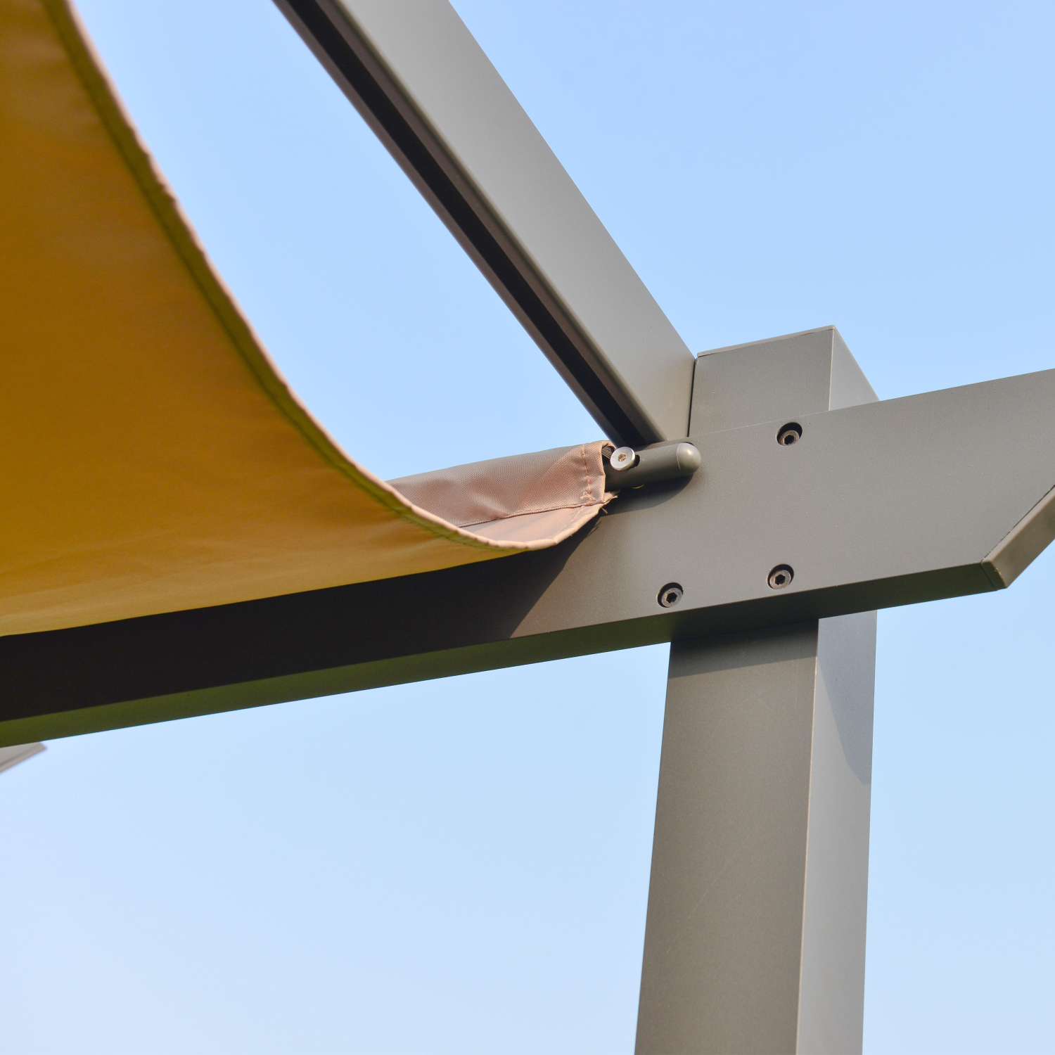 ALEKO – cadre à installer soi-même PERGSAND 9 x 9 pi, aluminium, treillis raisin, pavillon de jardin, couleur sable