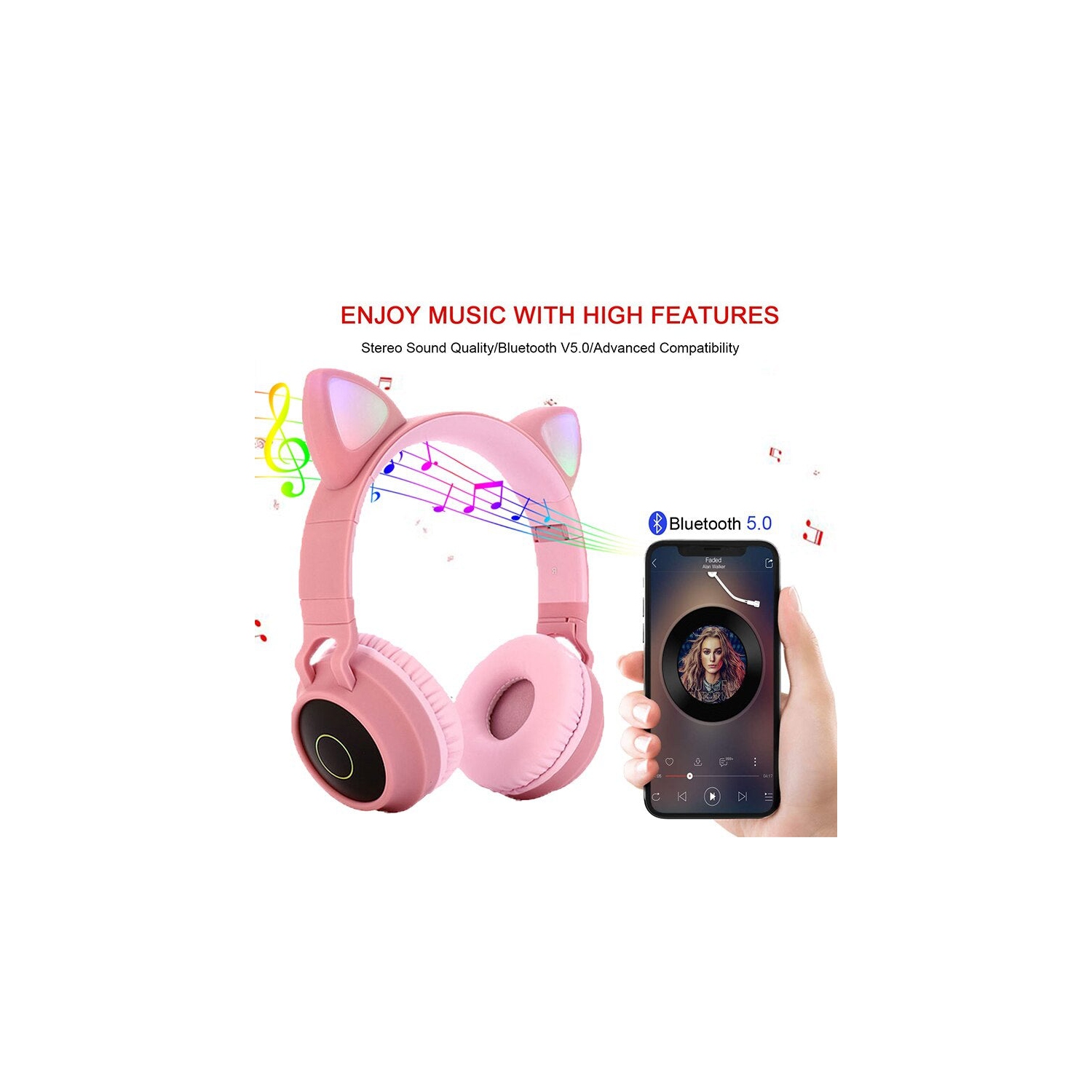 Kids Wireless/Wired Headphones with MIC,12H Playtime, Stereo Sound,Bluetooth 5.0, Foldable for School