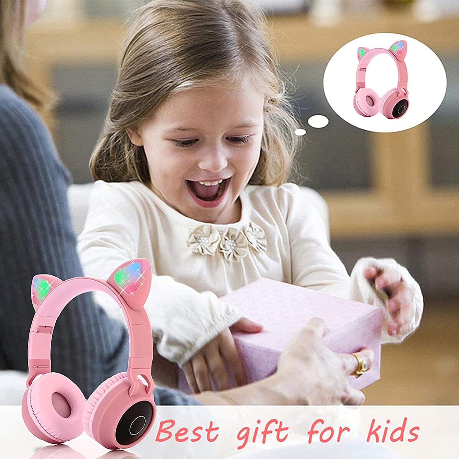 Kids Wireless/Wired Headphones with MIC,12H Playtime, Stereo Sound,Bluetooth 5.0, Foldable for School